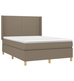 Sommier tapissier avec matelas et LED Taupe 140x190 cm Tissu