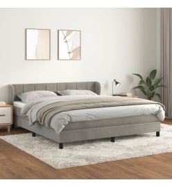 Lit à sommier tapissier et matelas Gris clair 180x200cm Velours