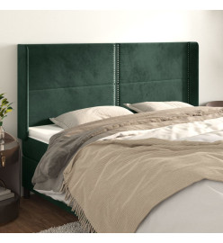 Tête de lit avec oreilles Vert foncé 203x16x118/128 cm Velours