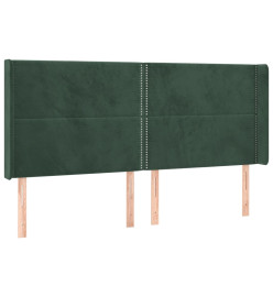Tête de lit avec oreilles Vert foncé 203x16x118/128 cm Velours