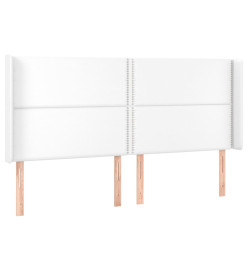 Tête de lit avec oreilles Blanc 163x16x118/128 cm Similicuir