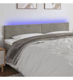 Tête de lit à LED Gris clair 180x5x78/88 cm Velours
