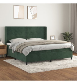 Lit à sommier tapissier et matelas Vert foncé 200x200cm Velours