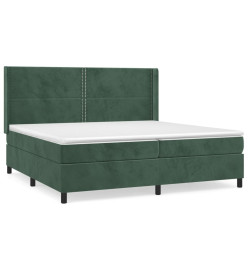 Lit à sommier tapissier et matelas Vert foncé 200x200cm Velours