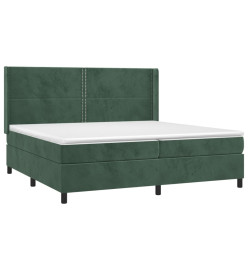 Lit à sommier tapissier et matelas Vert foncé 200x200cm Velours