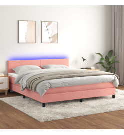 Sommier tapissier avec matelas et LED Rose 160x200 cm Velours