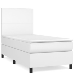 Lit à sommier tapissier avec matelas Blanc 90x190 cm Similicuir