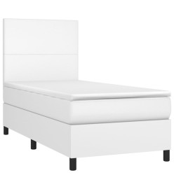 Lit à sommier tapissier avec matelas Blanc 90x190 cm Similicuir