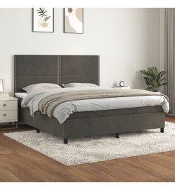 Lit à sommier tapissier et matelas Gris foncé 180x200cm Velours