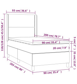 Lit à sommier tapissier avec matelas Noir 90x200 cm Velours