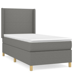Lit à sommier tapissier avec matelas Gris foncé 80x200 cm Tissu