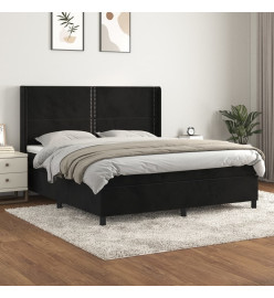 Lit à sommier tapissier avec matelas Noir 180x200 cm Velours