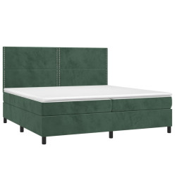 Sommier tapissier matelas et LED Vert foncé 200x200 cm Velours