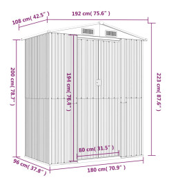 Abri de jardin Marron clair 192x108x223 cm Acier galvanisé