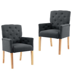 Chaises à manger avec accoudoirs lot de 2 gris tissu