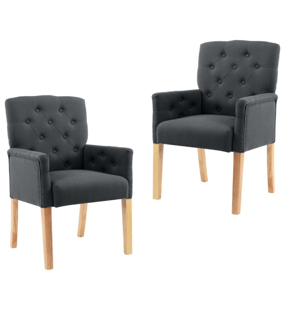 Chaises à manger avec accoudoirs lot de 2 gris tissu