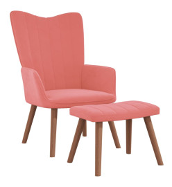 Chaise de relaxation avec repose-pied Rose Velours