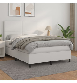 Lit à sommier tapissier avec matelas Blanc 140x200cm Similicuir