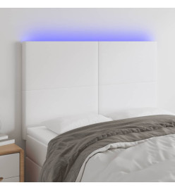 Tête de lit à LED Blanc 144x5x118/128 cm Similicuir