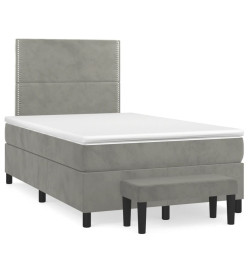 Lit à sommier tapissier et matelas Gris clair 120x200cm Velours