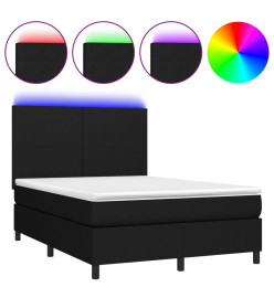 Sommier tapissier avec matelas et LED Noir 140x190 cm Tissu
