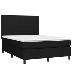 Sommier tapissier avec matelas et LED Noir 140x190 cm Tissu