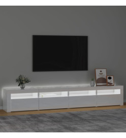 Meuble TV avec lumières LED Blanc brillant 240x35x40 cm