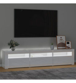 Meuble TV avec lumières LED Blanc brillant 180x35x40 cm