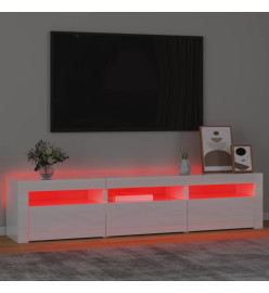 Meuble TV avec lumières LED Blanc brillant 180x35x40 cm