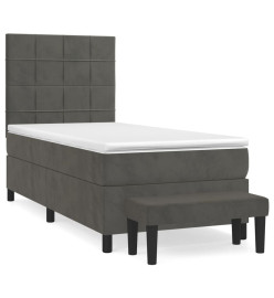 Lit à sommier tapissier et matelas Gris foncé 90x190 cm Velours