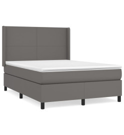 Lit à sommier tapissier avec matelas Gris 140x190 cm Similicuir