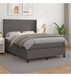 Lit à sommier tapissier avec matelas Gris 140x200 cm Similicuir