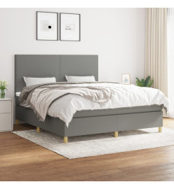 Lit à sommier tapissier avec matelas Gris foncé 160x200cm Tissu