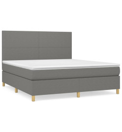Lit à sommier tapissier avec matelas Gris foncé 160x200cm Tissu