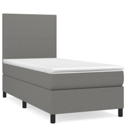 Lit à sommier tapissier avec matelas Gris foncé 80x200 cm Tissu