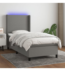 Sommier tapissier avec matelas et LED Gris foncé 80x200cm Tissu