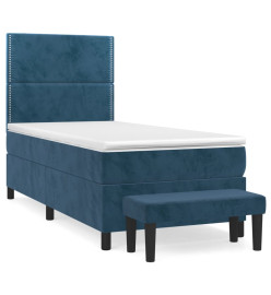 Lit à sommier tapissier avec matelas Bleu foncé 90x190 cm
