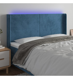 Tête de lit à LED Bleu foncé 163x16x118/128 cm Velours