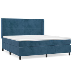 Lit à sommier tapissier et matelas Bleu foncé 160x200cm Velours
