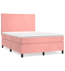 Lit à sommier tapissier avec matelas Rose 140x200 cm Velours