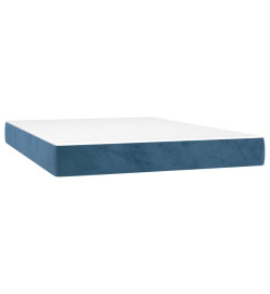 Lit à sommier tapissier et matelas Bleu foncé 140x190cm Velours