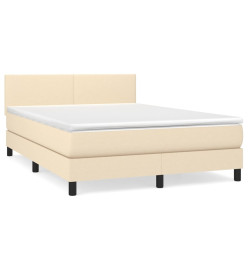 Lit à sommier tapissier avec matelas Crème 140x200 cm Tissu