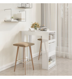Table de bar étagère de rangement Blanc brillant 102x50x103,5cm