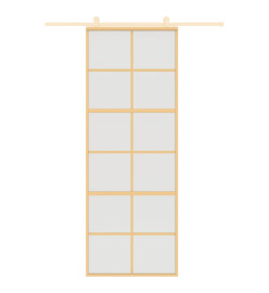 Porte coulissante doré 76x205 cm verre ESG dépoli et aluminium