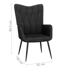 Chaise de relaxation avec tabouret Noir Tissu