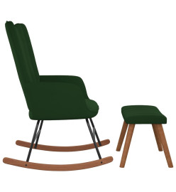 Chaise à bascule avec repose-pied Vert foncé Velours