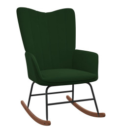 Chaise à bascule avec repose-pied Vert foncé Velours