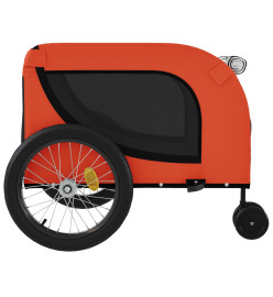 Remorque de vélo pour chien orange et noir tissu oxford et fer