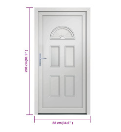 Porte d'entrée blanc 88x208 cm PVC