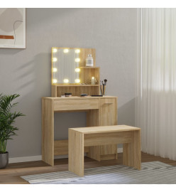 Ensemble de coiffeuse avec LED Chêne sonoma Bois d'ingénierie